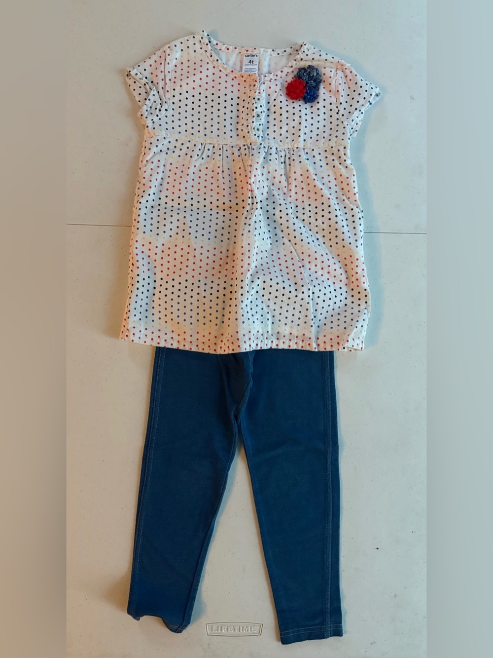 Carter's Toddler Girls Polka Dot Tunic Top and Leggings Set Size 4T